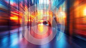 Abstract Modern Building Interior Corridor With Blurred Motion