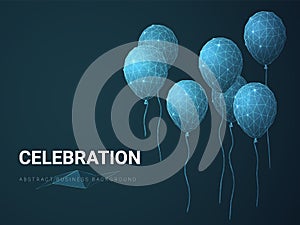 Abstract modern business background depicting celebration with stars and lines in shape of inflatable balloons on blue background