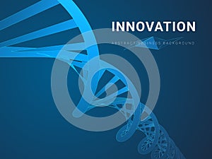Abstract modern business background depicting innovation in shape of a DNA double helix on blue background