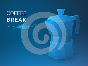 Abstract modern business background vector depicting cofee break n shape of a moka pot on blue background