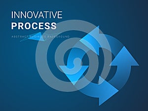 Abstract modern business background vector depicting innovative process in shape of recycle loop symbol on blue background