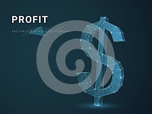 Abstract modern business background vector depicting profit with stars and lines in shape of a dollar sign on blue background