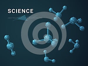 Abstract modern business background vector depicting science in shape of molecules on blue background