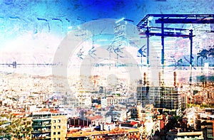 Abstract Modern City Background in color