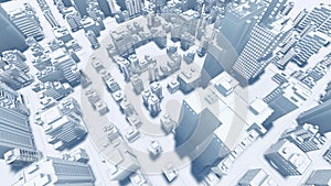 Abstract modern city white architectural model 3D