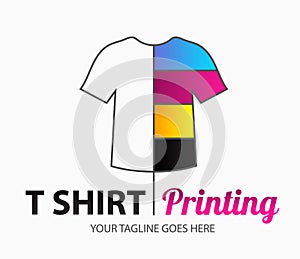 Abstract modern colored vector logo template of t-shirt printing. For typography, print, corporate identity, workshop, branding.