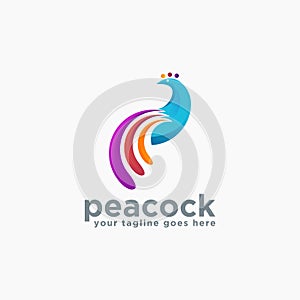 Abstract modern colorful peacock logo icon vector template