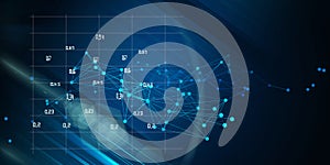 Abstract modern concept of algorithm making decision analysis data grid quality.  Business and science visualization of artificial