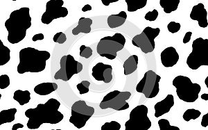 Abstract modern dalmatian fur seamless pattern. Animals trendy background. Black and white decorative vector