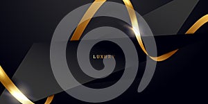 Abstract modern design black background with luxury golden elements vector illustration