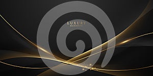 Abstract modern design black background with luxury golden elements vector illustration