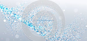 Abstract modern dotted blue and white overlapping sarkle on white background. Science concept