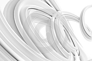 Abstract modern dynamic white flowing curve swirl or twirl spiral shape lines background