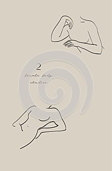 Abstract modern female line art vector shapes