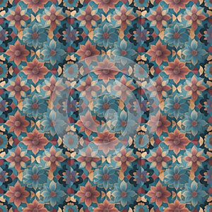 Abstract and modern flower shapes tile pattern image generated by Ai photo
