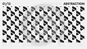 Abstract modern geometric banner with simple shapes in black and white colors, graphic composition design vector background, 3d