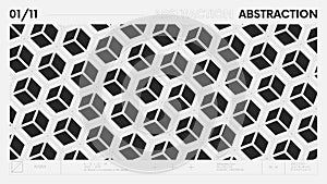 Abstract modern geometric banner with simple shapes in black and white colors, graphic composition design vector background,