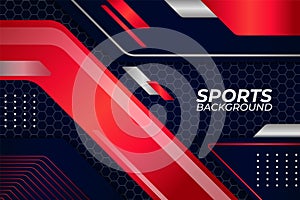 Abstract Modern Geometric Sports Blue Red and White Background with Hexagon Pattern