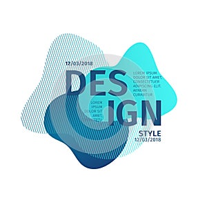 Abstract modern graphic elements. Dynamical blue color form and line. Gradient abstract banner with plastic liqui