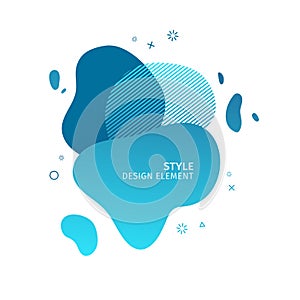 Abstract modern graphic elements. Dynamical blue color form and line. Gradient abstract banner with plastic liquid