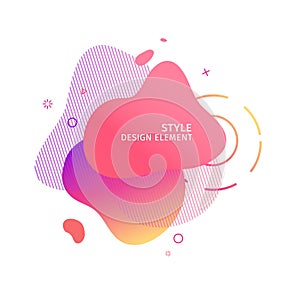 Abstract modern graphic elements. Dynamical pink color form and line. Gradient abstract banner with plastic liqui
