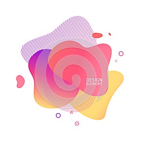 Abstract modern graphic elements. Dynamical pink color form and line. Gradient abstract banner with plastic liqui