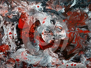 abstract modern gray and red background, acrylic painting