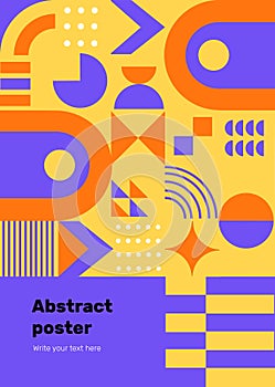 Abstract. Modern grid posters with geometric shapes, geometry graphic