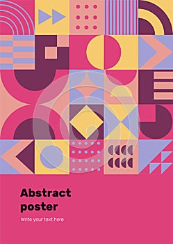 Abstract. Modern grid posters with geometric shapes, geometry graphics