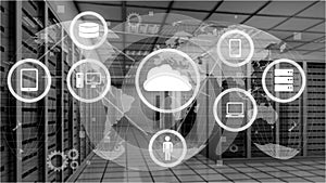 Abstract of modern high tech internet data center