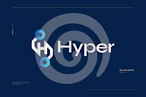 Abstract and Modern Letter H Logo Design with Connected Technology Concept