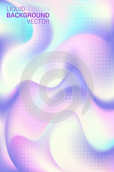 Abstract modern liquid background. Soft light spectral colors. Spectacular texture with chaotic waves. Halftone effect.