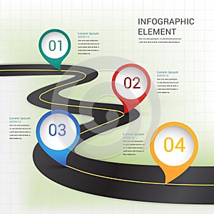 Abstract modern location mark on road infographic elements temp