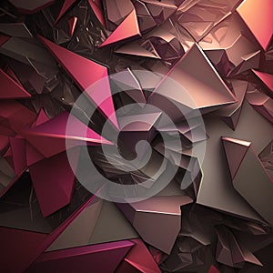 Abstract modern lowpoly geometric 3d elements with neon light