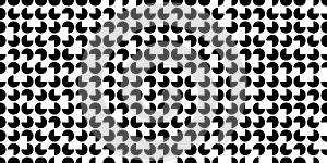 Abstract modern minimal black and white monochrome geometry rotated three-quarter circles grid pattern texture background