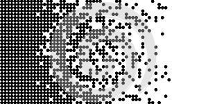 Abstract modern minimal black and white monochrome geometry small circles or dots grid pattern texture background fade out