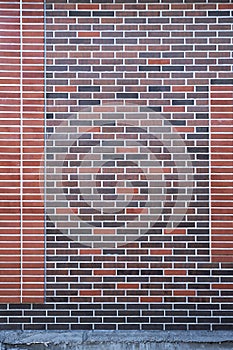 Abstract modern multicolor brick wall background texture. Multicolor blocks masonry horizontal architecture wallpaper