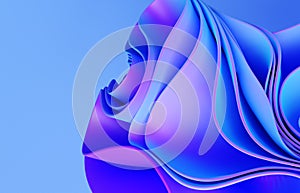 Abstract modern neon, blue, violet colors background with ruffle, folded cloth