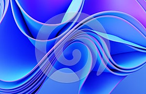 Abstract modern neon, blue, violet colors background with ruffle, folded cloth