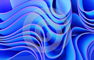 Abstract modern neon, blue, violet colors background with ruffle, folded cloth