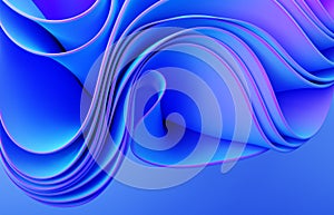 Abstract modern neon, blue, violet colors background with ruffle, folded cloth