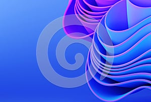 Abstract modern neon, blue, violet colors background with ruffle, folded cloth