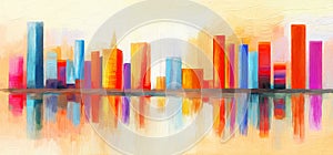 Abstract modern painting multicolor of skyline