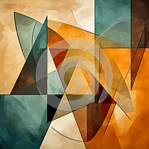 Abstract Modern Painting Of Triangles In Cubism Style