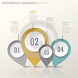 Abstract modern paper location mark infographic elements