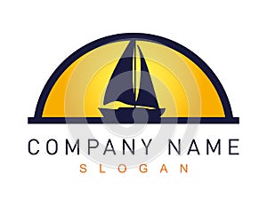 Abstract sail boat logo on a white background