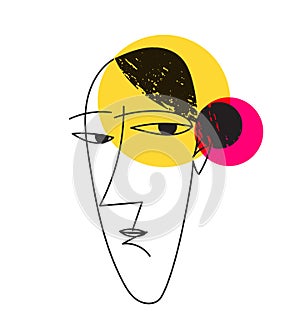 Abstract modern style line art woman portrait design.