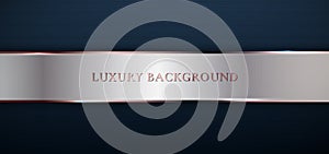 Abstract modern template dark blue background with stripes decoration silver and pink gold line. Luxury style