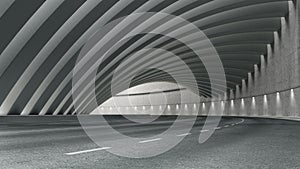 Abstract modern tunnel interior. 3D rendering. 3D illustration