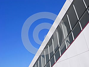 Abstract modern white building and blue sky, copy space